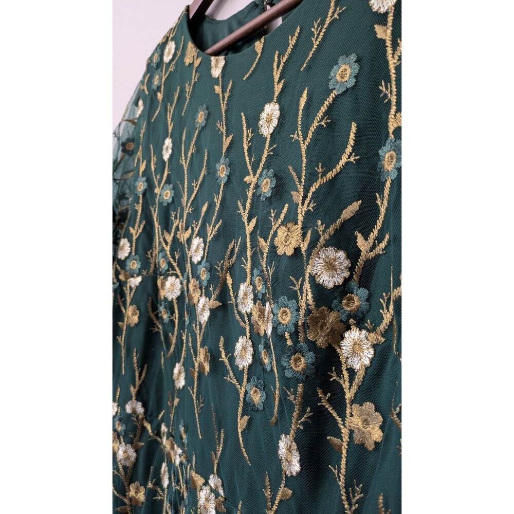 Baltic Born Arabella Maxi Dress XL Floral Embroidered Tulle Wedding Event Green - Picture 3 of 12